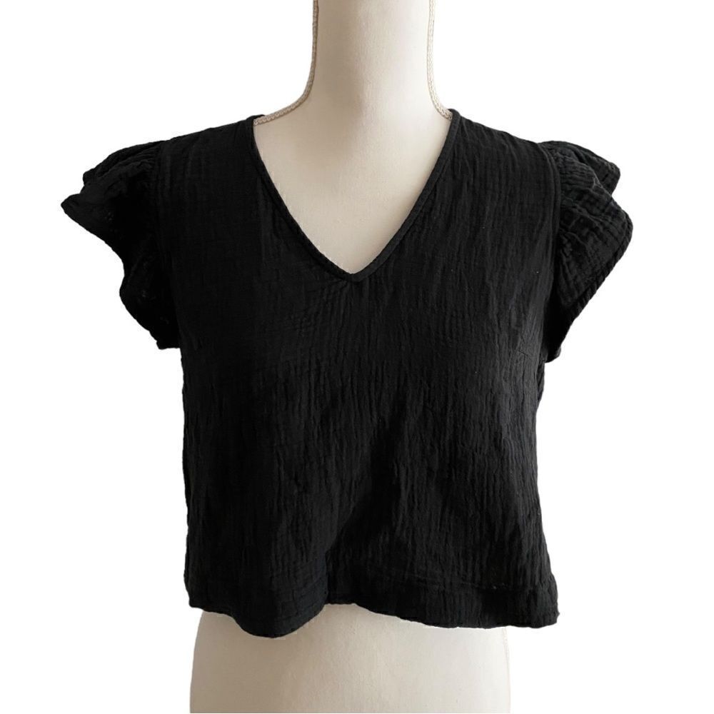 Rails Cotton Crop Top Black Size XXS NWT